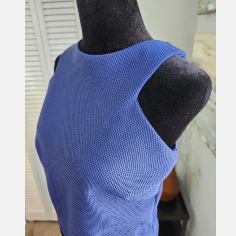 Y2K Bisou Bisou Blue Sleeveless Top Textured Slight Crop Large Day to Night